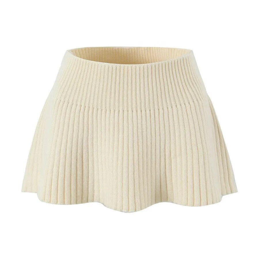 Knitted Sweater Mini Skirt Two Piece Set