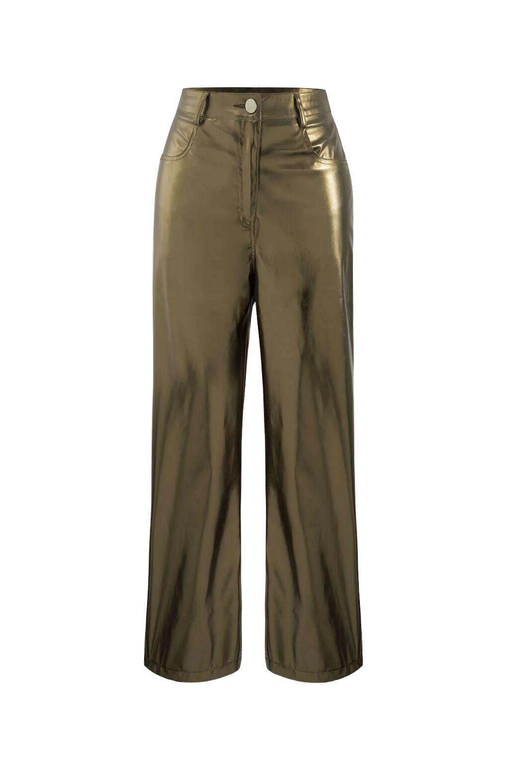 Metallic Straight Leg High Waist Trousers