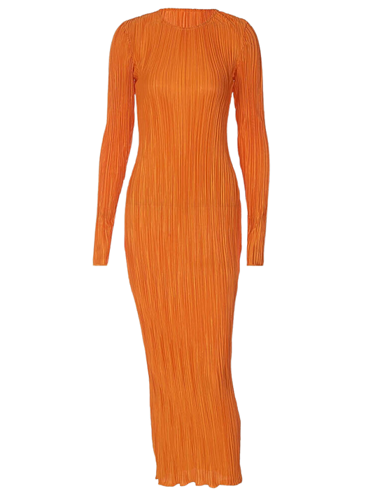 Crimped Plissé Maxi Dress