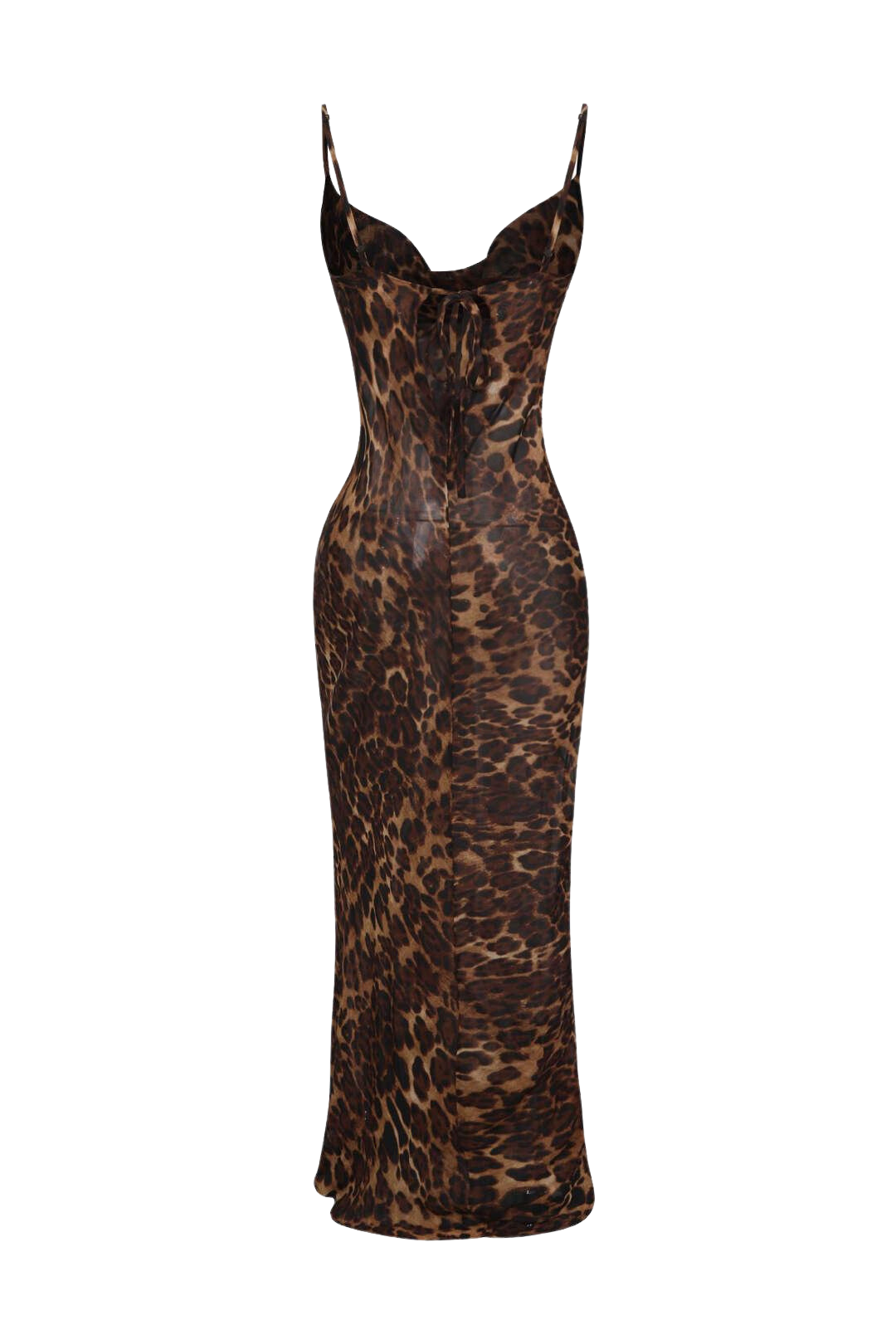 Mesh Sheer Leopard Print Bodycon Maxi Dress